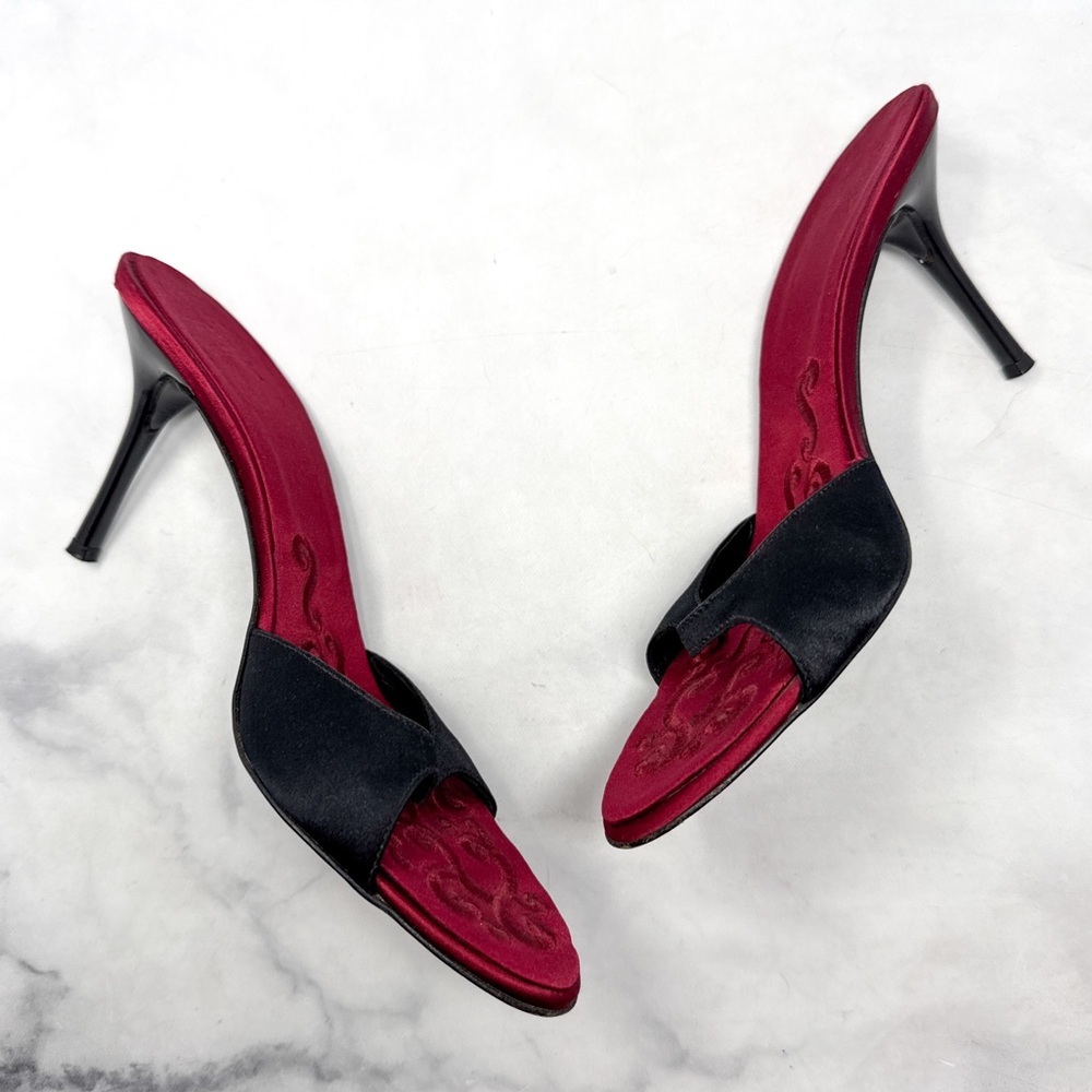 Giuseppe Zanotti Vicini Vintage Y2K Silk Satin Minimalist Slide Mule Sandal Heel - Picture 9 of 15